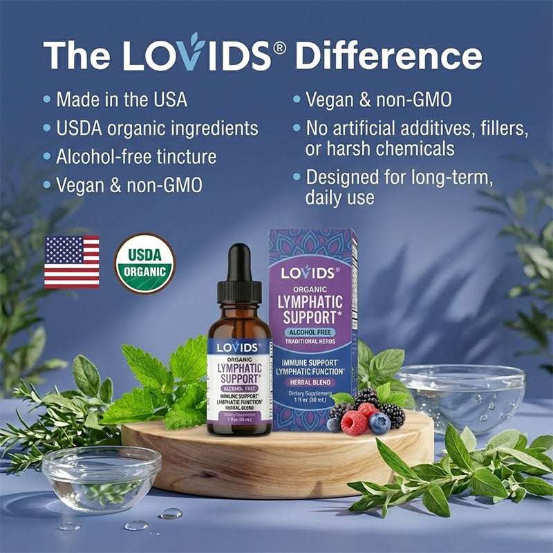 𝐋𝐨𝐯𝐢𝐝𝐬®Organic Lymphatic Support Herbal Blend Drops（𝑆𝑢𝑝𝑝𝑜𝑟𝑡𝑠 𝑁𝑎𝑡𝑢𝑟𝑎𝑙 𝐼𝑚𝑚𝑢𝑛𝑖𝑡𝑦, 𝐷𝑒𝑡𝑜𝑥 𝐵𝑎𝑙𝑎𝑛𝑐𝑒 & 𝐻𝑒𝑎𝑙𝑡ℎ𝑦 𝑊𝑒𝑖𝑔ℎ𝑡 𝑀𝑎𝑛𝑎𝑔𝑒𝑚𝑒𝑛𝑡））