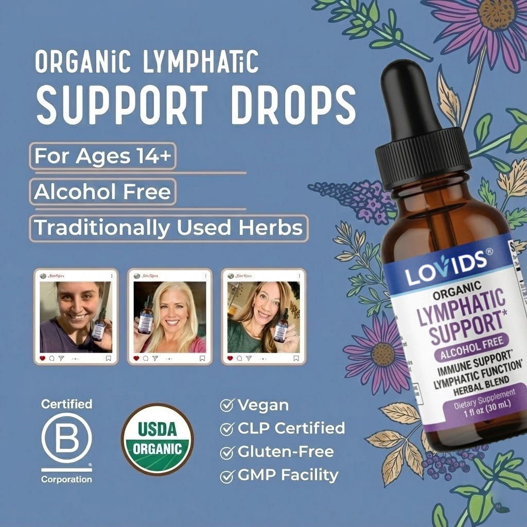 𝐋𝐨𝐯𝐢𝐝𝐬®Organic Lymphatic Support Herbal Blend Drops（𝑆𝑢𝑝𝑝𝑜𝑟𝑡𝑠 𝑁𝑎𝑡𝑢𝑟𝑎𝑙 𝐼𝑚𝑚𝑢𝑛𝑖𝑡𝑦, 𝐷𝑒𝑡𝑜𝑥 𝐵𝑎𝑙𝑎𝑛𝑐𝑒 & 𝐻𝑒𝑎𝑙𝑡ℎ𝑦 𝑊𝑒𝑖𝑔ℎ𝑡 𝑀𝑎𝑛𝑎𝑔𝑒𝑚𝑒𝑛𝑡））