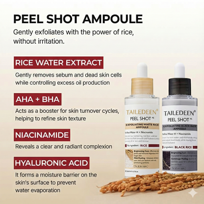 [𝗧𝗔𝗜𝗟𝗘𝗗𝗘𝗡® Official] Peel Shot Glow Rice Ampoule Duo - Serums for Brightening, Exfoliating, and Moisturizing - Suitable for All Skin Types
